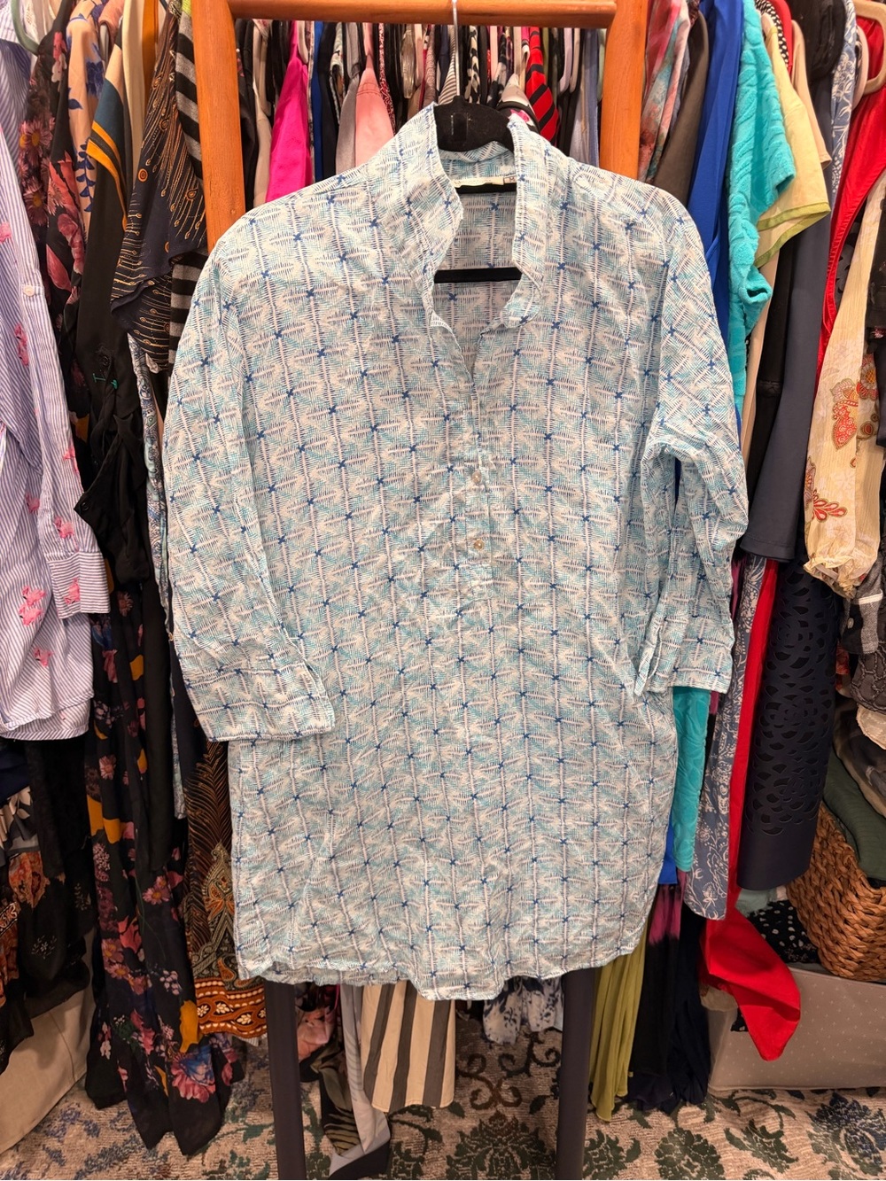 Blu Threads  Patterned Shirt Dress Casual Button-Up